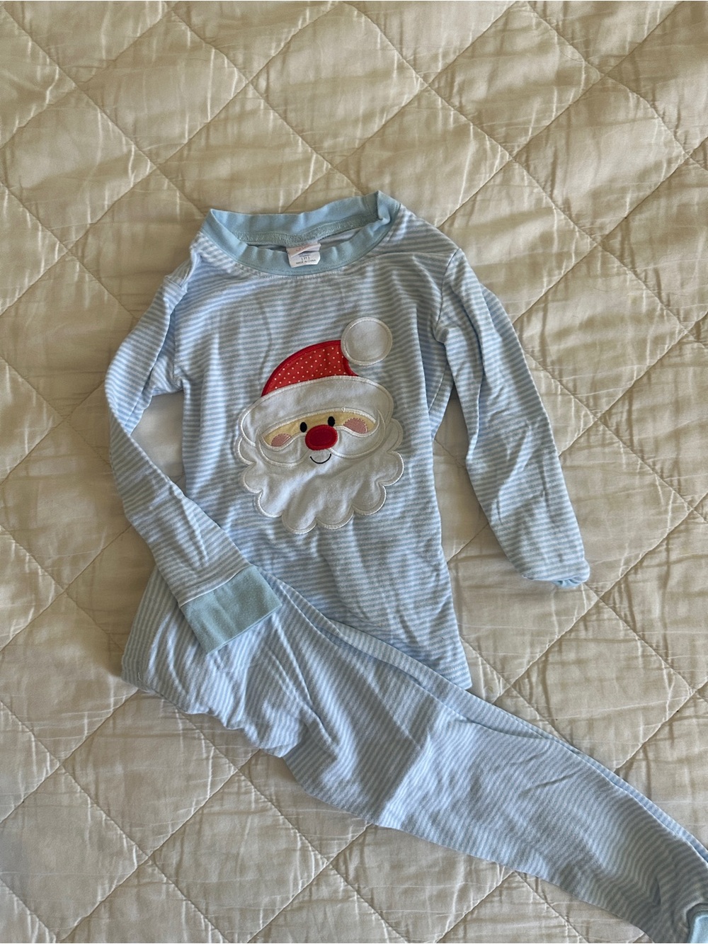 Light Blue Kids Santa Stripe Pajama Set - 3T